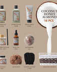 Fathers Day Gifts for Men for Dad Bath and Body Gift Basket For Women & Men Spa Gift Basket Coconut Almond 16 Pcs Bath Gift Set With Fragrant Lotion, Home Spa Luxurious Bath Body Oil, Diffuser & More
