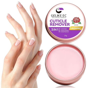gelike ec Cuticle Cream for Dry Damaged Cuticles: Rose Organic Nail Cuticle Remover for Dry, Rough Hands Cracked Rigid Skin - Professional for Salon Home Use