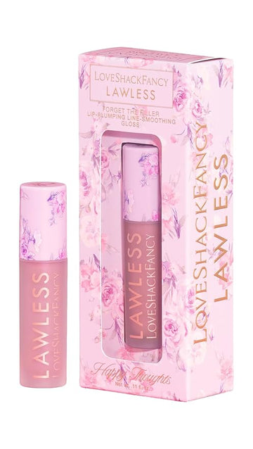 Lawless Women's x LoveShackFancy Forget The Filler Lip Plumping Gloss, Happy Thoughts, Pink, 0.11 Ounce