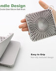 Silicone Body Scrubber, Silicone Loofah Double-Sided Body Brush,Silicone Shower Scrubber and Scalp Massager Shampoo Brush for Sensitive Kids Women Men All Kinds of Skin (Cool Gray)