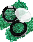 Green Glitter Eyeshadow, Highly Pigmented Fine Pressed Glitter Emerald Green Metallic Eye Shadow Palette Sparkling Makeup, High Impact Long Lasting Waterproof Eye Glitters for Women & Girls, Talc Free
