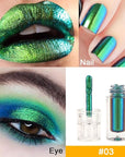 AMY'S DIARY Green Teal Duochrome MultiChrome Chameleon Liquid Metallic Eyeshadow, High-Impact Multi-Dimensional Finish,Green Silky Smooth and High Pigment Holographic Glitter Eyeshadow Makeup (#03)