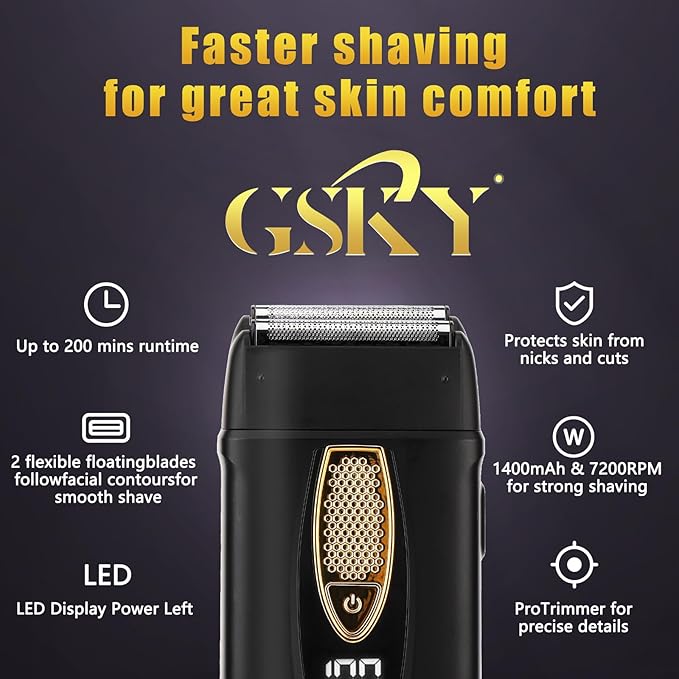 GSKY Mens Hair Clipper, Hair Cutting Kit, Beard Trimmer for Men, Foil Shavers, Hair Trimmer Barber Clippers Set, Mens Clippers and Grooming Set, Barber Trimmers Professional, Beard Shaver for Men