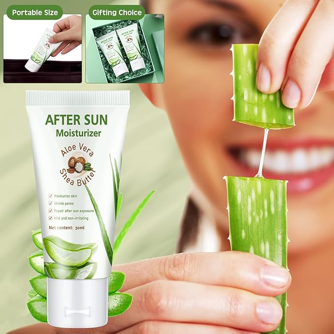 12 Pcs Mini Aloe Vera Lotion Bulk, 1 oz Travel Size Aloe Vera Lotion for Sunburn Relief, Organic Mini After Sun Lotion Daily Moisturizing, Mini Aloe Shea Butter Lotion for Face and Body