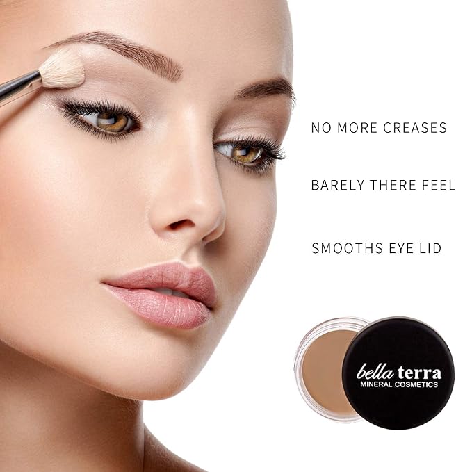 BellaTerra Cosmetics Eye Primer for Eyeshadow | Long-Lasting Shadow Base & Eyelid Concealer for Dark Circles & Veins | Matte Finish | Fragrance-Free for Sensitive Skin | .32 oz Crease-Proof Formula