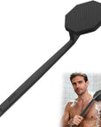 Silicone Back Scrubber for Shower,Back Washer for Shower Men, Lengthen Bath Body Brush with Long Handle, Brush for Shower Exfoliating and Massage Shower Brush - Black