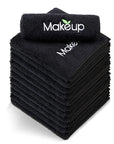 Orighty Makeup Remover Wash Cloths - Super Soft & Quick Dry Microfiber Face Towel, Absorbent Washcloths for Cleansing, Fingertip Face Towels for Makeup Removal, 13 x 13 inch, Pack of 12, Black