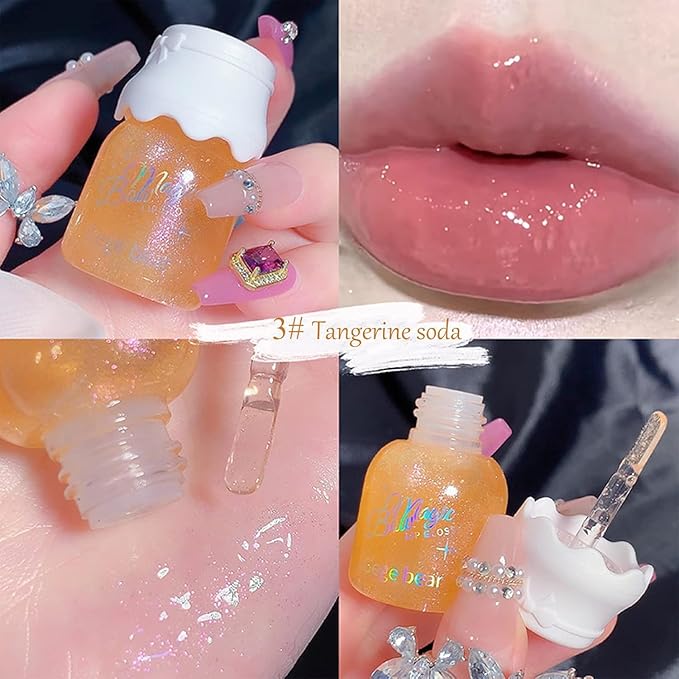 Petansy Mrettick 5 Colors Shimmer Lip Gloss Set Hydrating Lip Glow Oil Cute Hydrating Tinted Lip Transparent Balm Set Moisturizing, Long-Lasting