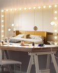 Hollywood Vanity Mirror with Lights, 24 Dimmable Bulbs, 3 Color Lights,Make Up Lighted Mirror, Aluminum Metal Frame, USB Charging Port（48" x 30"）