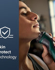 Philips Norelco Shaver 2600 Series, Wet and Dry Electric Shaver, Pop-up Trimmer, P-Cap, Travel Pouch, Dark Forest Green, Model X3052/91