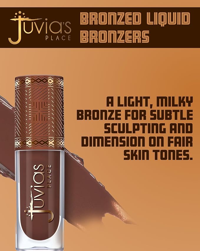Juvia’s Place Bronzed Liquid Bronzer - Mahogany - Liquid Bronzer for Face with Silky Blendable Texture - Buildable Coverage for Natural Contour & Dimension - Easy-to-Blend, Patch-Proof Formula