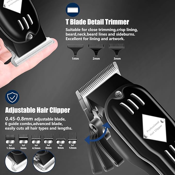 SUNNOW Hair Clippers for Men, Beard Trimmer & Hair Trimmer & Electric Foil Shavers Razor Kit, Hair Cut Machines Men's Beard Grooming Kit for Home, Barber(Black)