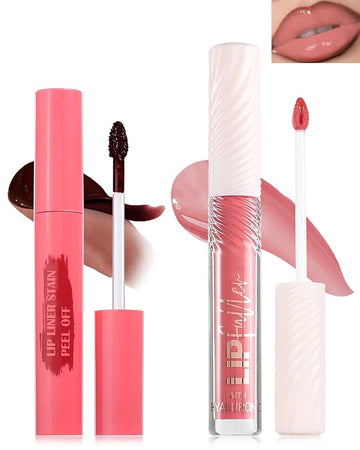 Brown Peel Off Lip Liner Stain & Pink Lip