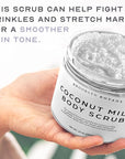Brooklyn Botany Coconut Milk Body Scrub - Moisturizing and Exfoliating Body, Face, Hand, Foot Scrub - Fights Stretch Marks, Fine Lines, Wrinkles - Great Gifts for Women & Men - 10 oz