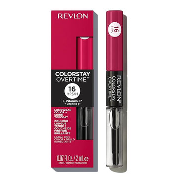 Revlon Liquid Lipstick with Clear Lip Gloss, ColorStay Overtime Lipcolor, Dual Ended with Vitamin E, 010 Non-Stop Cherry, 0.07 Fl Oz