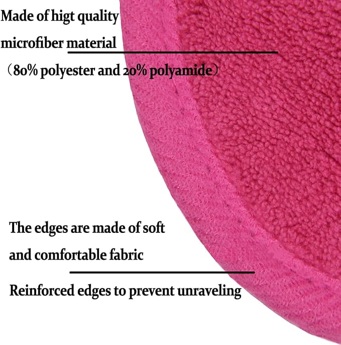 Reusable Makeup Remover Pads 16 Pack Microfiber Cleansing Facial Rounds Wipes Face, Eyes, Lips（3.5inch, dark pink）