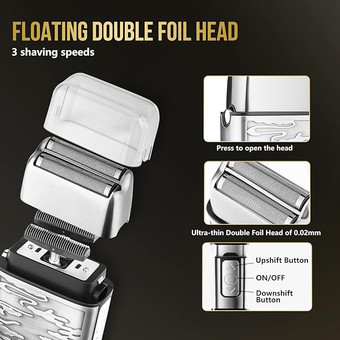 Beard Trimmer for Men, Cordless Electric Hair Clippers Professional, Barber Clippers Rechargeable Sets, Electric Razor Foil Shavers Haircut Kit for Ear, Face, Nose, Hair, Beard,Whole Body Available