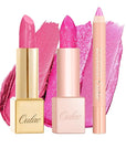 Oulac 3PCS Pink Lipstick Set | Metallic Lipstick, Moisturizing Lipstick, Lip Liner Stick | Smooth & Vegan | Ideal for Makeup Enthusiasts