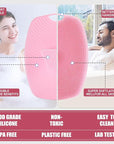 Zinc Infused Silicone Body Scrubber for Shower,Food-Grade Handheld Cleansing Skin Brush, Gentle Exfoliating and Lather Well - Pink