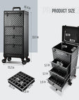 Salon Cart with 3 Drawers, Nail Trolley Cart with Wheels Salon Station Rolling Makeup Train Case Cosmetology Case Organizer Cases for Nail Tech,SPA,Face Painting,Hairstylist,Makeup Artist