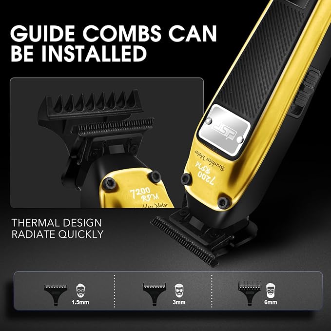 DSP Professional Beard Trimmer for Men, Cordless Trimmer Barber, BLDC Motor & DLC Coated Blade, Bald Head Clipper for Men