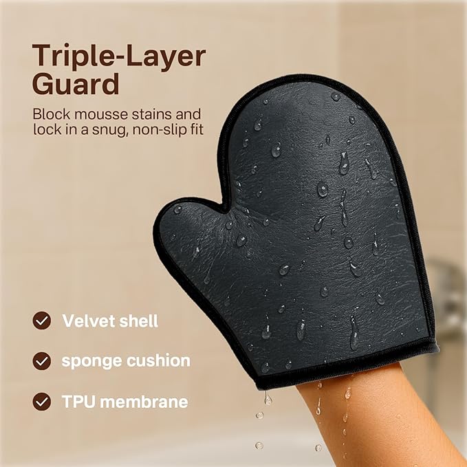 Self Tanner Mitt Applicator Set 2 Pack, Self Tanning Mitt For Self Tanner Body, Streak Free Sunless Tan Gloves, Exfoliating Gloves For Self Tanner,Tanning Mit Kit,Tan Mit Applicator