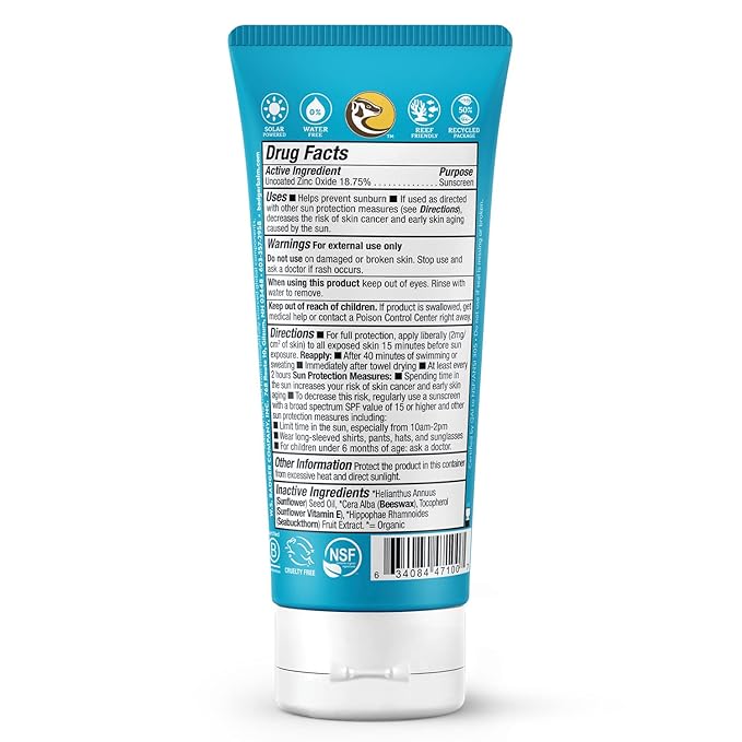 Badger Mineral Sunscreen Cream SPF 30, Zinc Oxide Sun Care, 98% Organic, Reef Safe, Water Resistant, Unscented Face and Body Sunscreen Travel Size, 2.9 fl oz