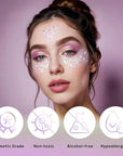 DAGEDA Silver Pink Body Glitter Gel, Holographic Face Glitter Rave Party Accessories, Chunky Glitters for Hair Eyes Nails, Cosmetic Laser Powder Festival Sequins Paint Makeup