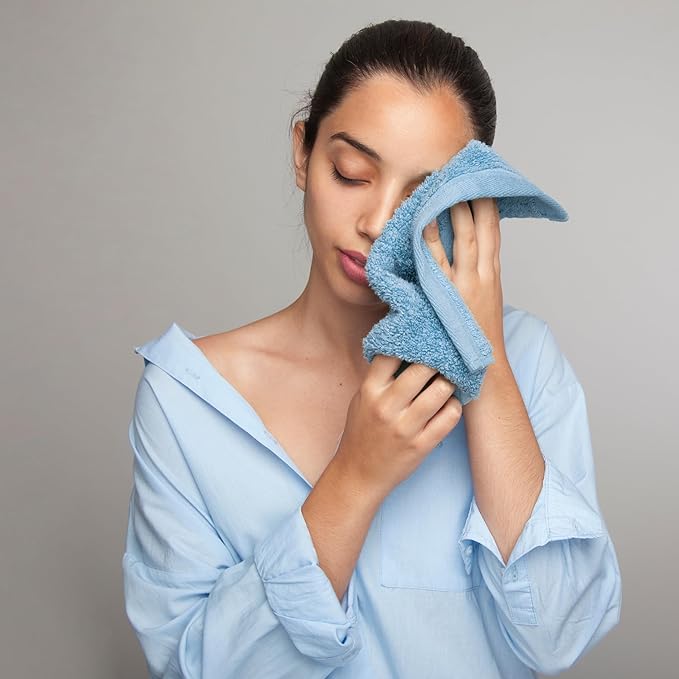 Infinitee Xclusives Luxury Wash Cloths for Showering [13x13] – 100% Cotton Washcloths [Pack of 12], Soft and Absorbent Face Towels for Bathroom Wash Clothes, Gym, and Spa (Shadow Grey)