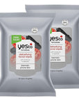 Yes To Face Wipes for Women and Men, Charcoal Facial Cleansing Wipes for use as a Make Up Remover, Cleaning, Soothing, Tomatoes (Pack of 2)