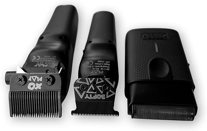 TPOB Play Barber Hair Clippers for Men 7500 RPM with Rubber Grips (Blackout 3 Set)
