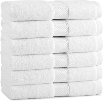 Aston & Arden Egyptian Hand Towels - Pack of 6 - Oversized Ultra Soft Thick & Absorbent, 100% Ringspun Egyptian Cotton Bathroom Towel for Spa, Hotel, 600 GSM, 16 x 30 in, White