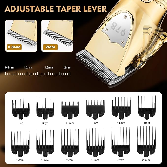 Suttik Hair Clippers for Men Professional, Cordless Beard Trimmer & Electric Shavers for Men, Mens Hair Clippers and Trimmer Kit for Barber with Case, Gold