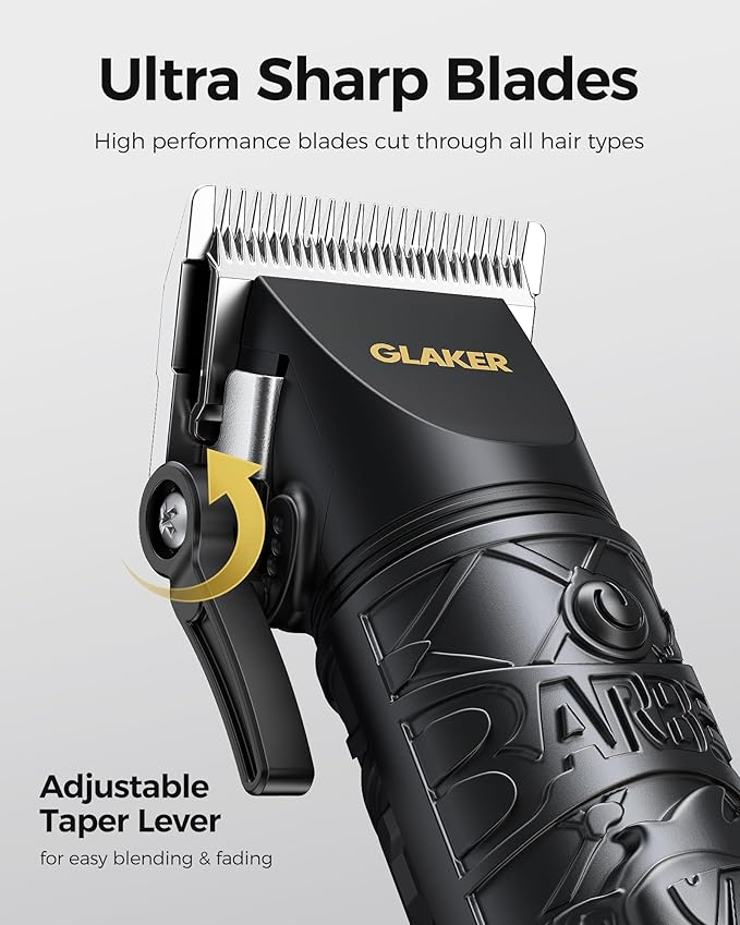 GLAKER Hair Clippers for Men Professional, Cordless Clippers for Hair Cutting, Mens Bear Trimmer, Electric Razor Barber Clippers Hair Trimmer, Gifts for Men (Black)