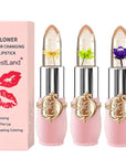 3 Pcs/Set Flower Jelly Lipstick Set Temperature Change Moisturizer Long Lasting Nutritious Balm Magic Color Change Lip Gloss (Flower Jelly Lipstick 040506)