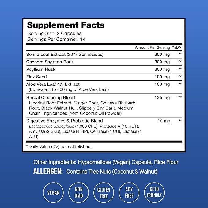 Colon Cleanse & Detox for Weight Loss [14 Day Quick Cleanser] Safe & Effective Formula with Probiotic & Digestive Enzymes for Constipation Relief - Capsules Supplement to Flush Toxins & Boost Energy