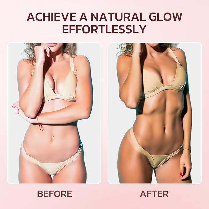 Self Tanner Mousse Mitt Kit – Sunless Tanning Foam with Hyaluronic Acid for Hydrating - Flawless & Streak-Free Watermelon Scent Fake Tan Mousse, Medium Glow 6.76 fl. oz