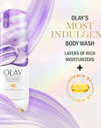 Olay Body Wash for Women, Indulgent Moisture, 24hr Moisturizing & Nourishing Formula, Infused with Vitamin B3 Complex, Luxurious Fragrances, Elderberry & Almond Cream Scent, 20 fl oz