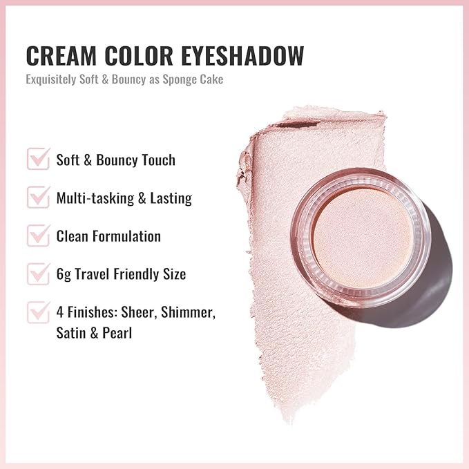 Oulac Cream Eyeshadow also for Highlighter Large Capacity Highly Pigmented Eye Shadow Waterproof &Long Lasting with Moisturizing Formula, Shimmer Glitter Eye Makeup. 6g.P06+P03