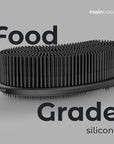 MainBasics Silicone Body Scrubber – Dual-Sided Shower Exfoliator for Men & Women, Gentle Silicone Loofah Alternative for Deep Clean (Black, Exfoliate)