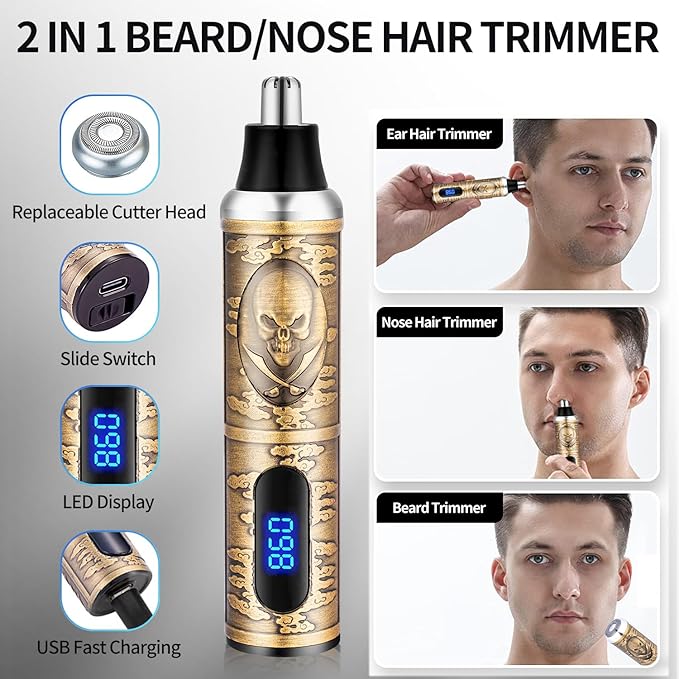 Roziapro Hair Clipper for Men Zero Gapped Nose Hair Trimmer Set Professional Barber Clippers for Haircut Cordless Beard Trimmer, Rechargeable Clippers Set for Hair Cutting (Gold)