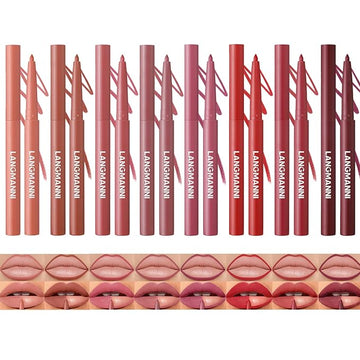 LANGMANNI 8Pcs Sculpting Matte Velvet Lip Liner Set,Smooth Creamy Texture,Waterproof And High Pigmented For Girls Daily Application Lip Makeup(5+6+7+8+9+10+11+12)