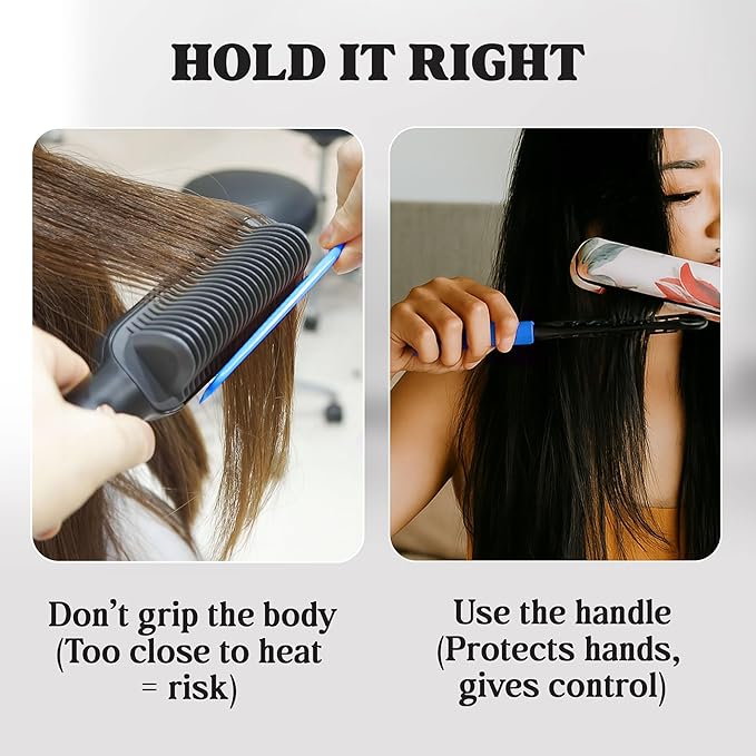 Herstyler Hair Straightening Comb - Straightener Comb for Flat Iron - Makes Styling Easy - Get Straight Hair in Minutes (Blue)