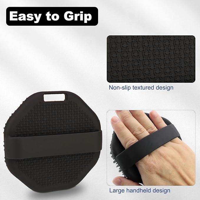 Silicone Body Scrubber, Men Body Scrubber, Gentle Exfoliating, Suitable for All Skin Types, Handheld Shower Brush, Rich Lathering, Easy to Clean (Black)