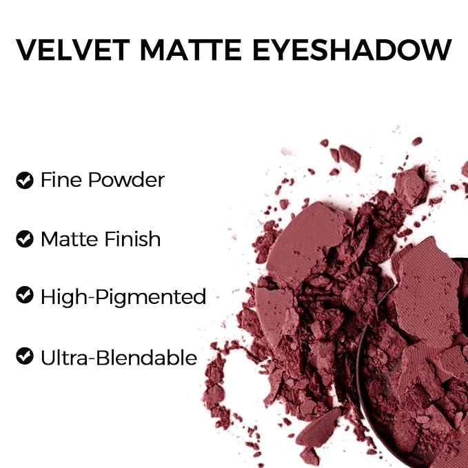 Erinde Single Dark Purple Red Matte Eyeshadow Palette, High Pigment, Long Lasting, Intense Color, Neutral Nudes Naked Matte Pressed Powder Eye Shadow Palette