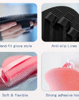 Manmihealth Silicone Hair Scalp Massager & Soft Bath Glove Set 2 PCS, Extra-large Shampoo Scalp Brush with Body & Face Scrubber for All Hair Skin Types with a Free Silicone Strap&Hook Style 2(Black*2)