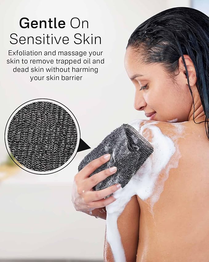 Yiclick 2 Pack Exfoliating Washcloth Towel - Body Scrubber Exfoliator, Loofah Sponge, Korean & Japanse & African Net Sponge Rag - Back Scrubber Washer for Use in Shower Bath