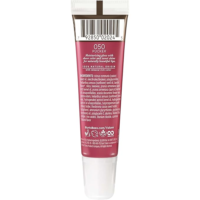 Burt's Bees Lip Gloss, Lip Shine for Women, 100% Natural Makeup, Pucker