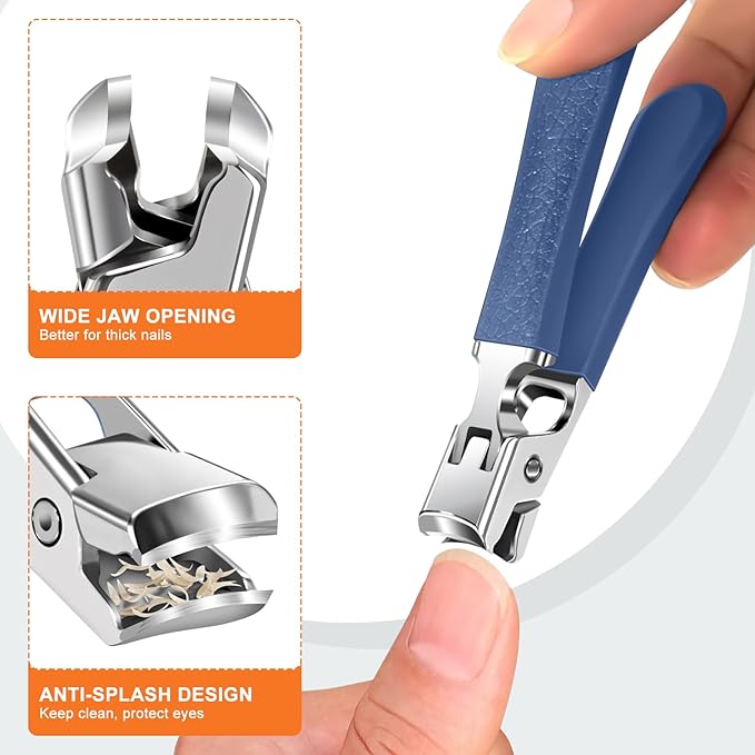 Toenail Clippers for Thick Toenails, DRMODE Heavy Duty Toe Nail Clippers for Thick Ingrown Nails for Seniors with Wide Opening, Professional Fingernail Clipper Nail Cutter Trimmer for Men with Catcher