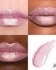 evpct Light Pink Metallic Glitter Lip Liner and Lipstick Combo Lip Gloss Stain Set Makeup for Women Long Lasting Waterproof 24, Light Voilet Frosted Metallic Shimmer Glossy Iridescent Liquid Lipstick